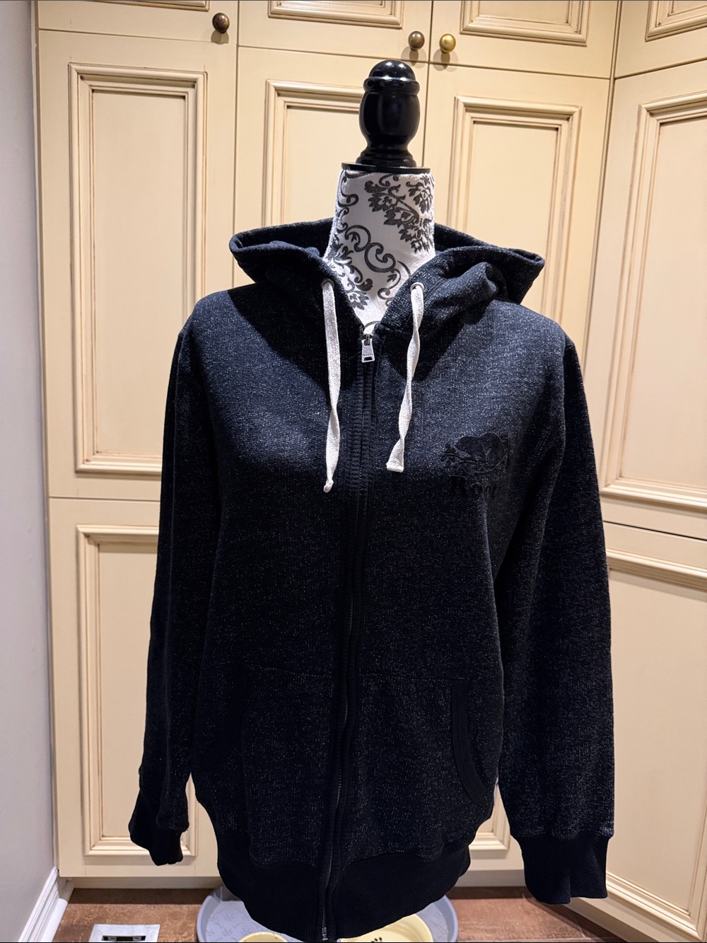 Roots Black Hooded Zip-Up Bomber Jacket